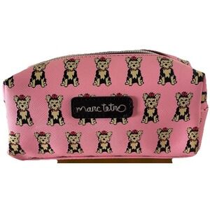 Marc Tetro Yorkie Cosmetic Bag Pink Makeup Pouch Dog Lover Travel Case NWOT